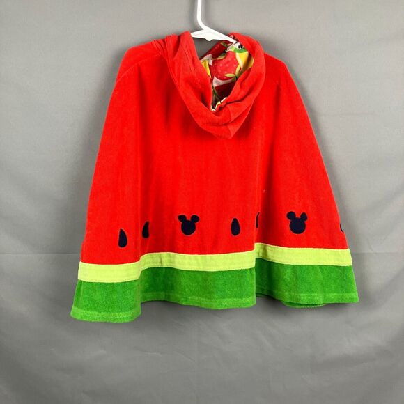 Disney Store Bath Towel Girls 4 Red Watermelon Hooded Cape Terry Swim Coverup - Picture 6 of 6